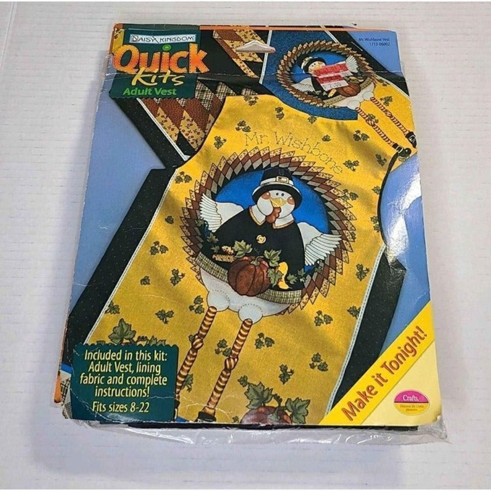 New Daisy Kingdom Quick Kits Adult Vest Thanksgiving Turkey Fits Sizes 8-22